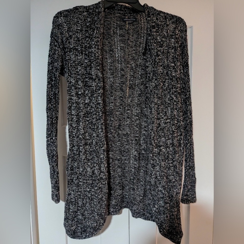 American Eagle marled black white open front cardigan medium